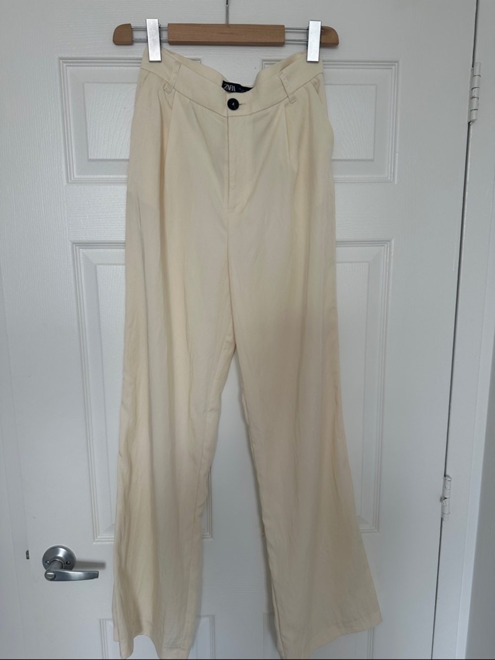 Zara Cream Wide-Leg Trousers